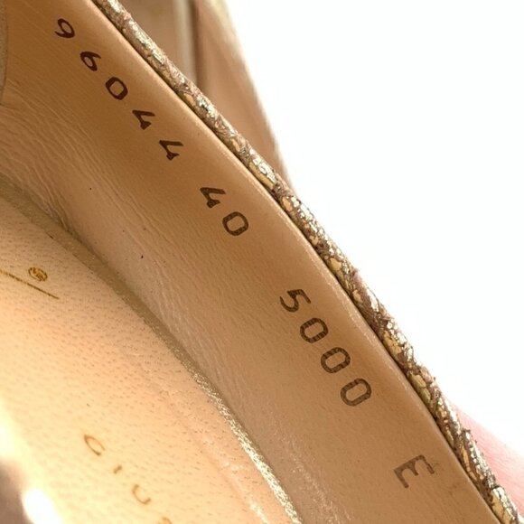 Giuseppe Zanotti heels 40 gold Italian leather snakeskin embossed platforms - Picture 12 of 15